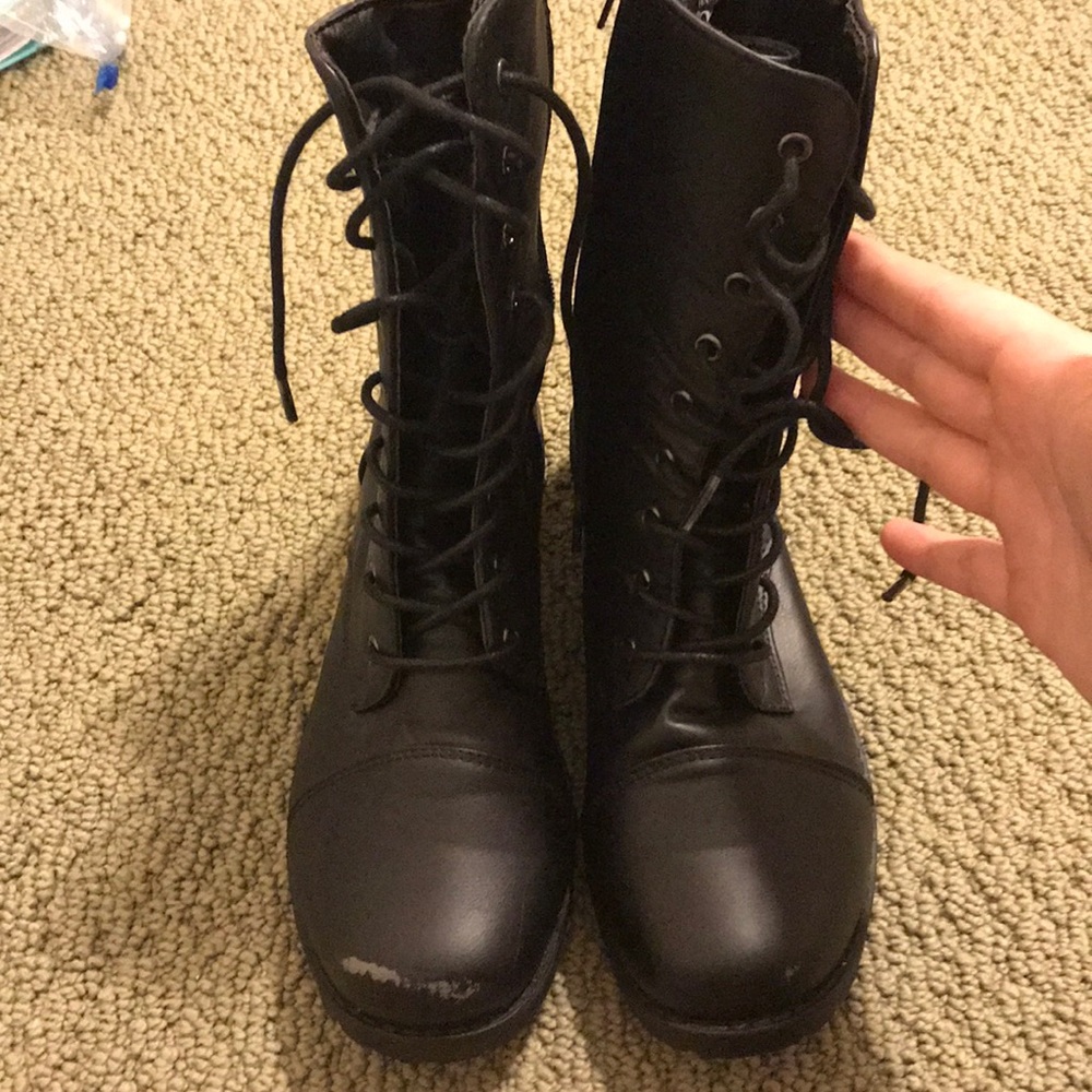 Black combat boots